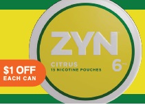 ZYN NICOTINE POUCHES 15pk (5pcs)($1.00 OFF)