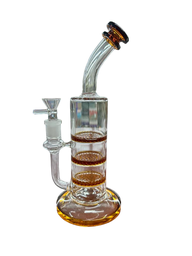 Triple Honeycomb Bent Neck 11" Water Pipe (1pc)