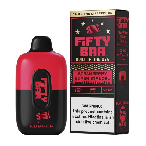 FIFTY BARS-USA 6500 PUFF (STRAWBERRY SUPER STRUDEL)