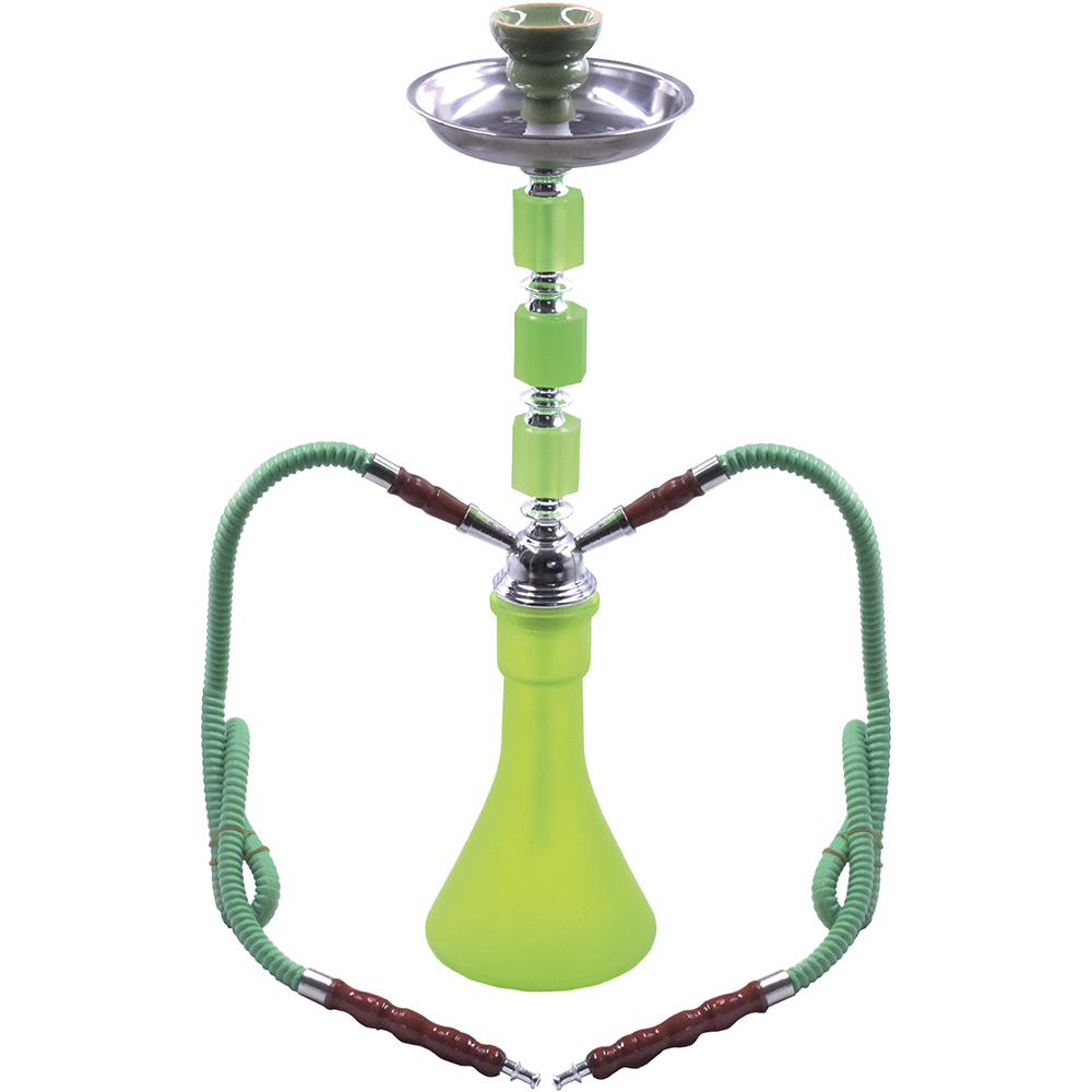 19" FROSTED DOUBLE HOSE HOOKAH GREEN (HK134G) (1pc)