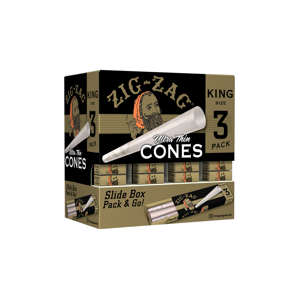 ZIG ZAG CONES KING SIZE 3pk DISPLAY (36pcs)