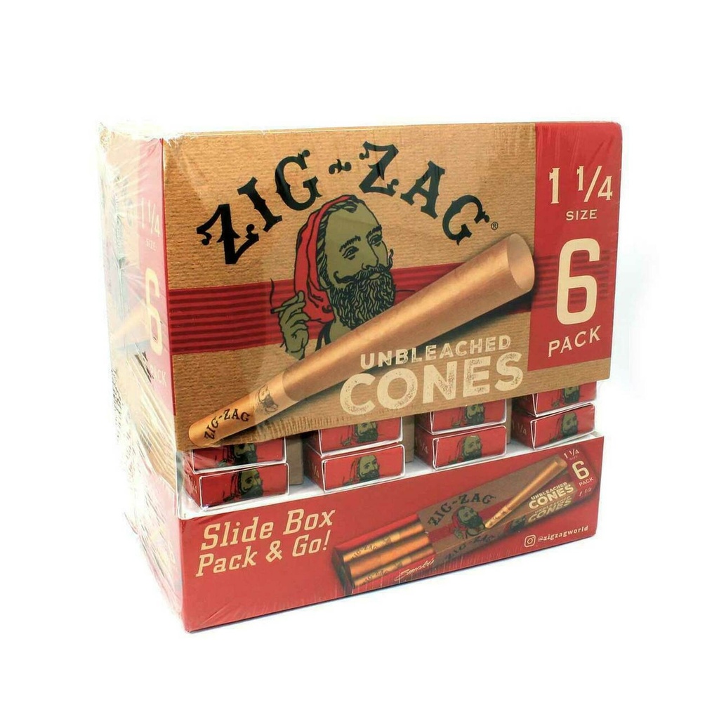 ZIG ZAG CONES UNBLEACHED 1 1/4 6pk DISPLAY (36pcs)