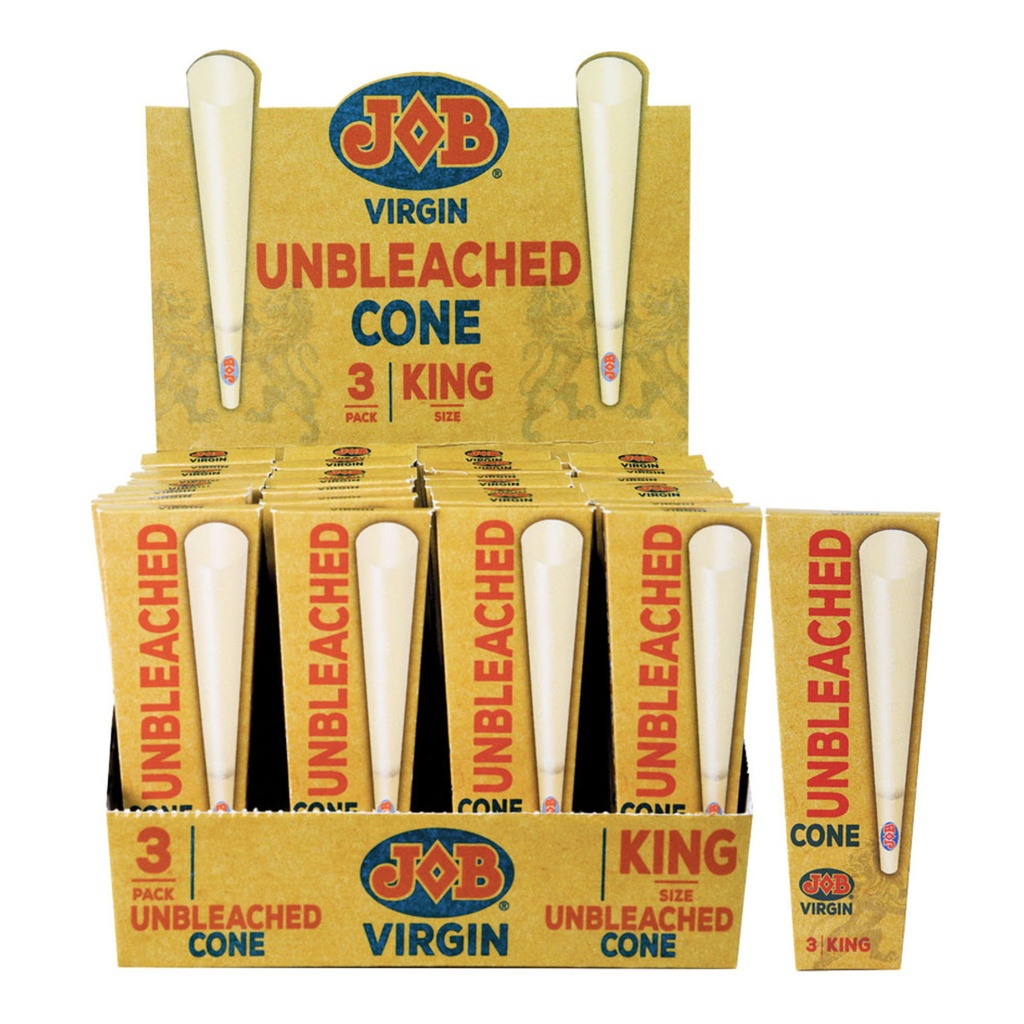 JOB VIRGIN UNBLEACHED CONES KING SIZE 3pk (32pcs)