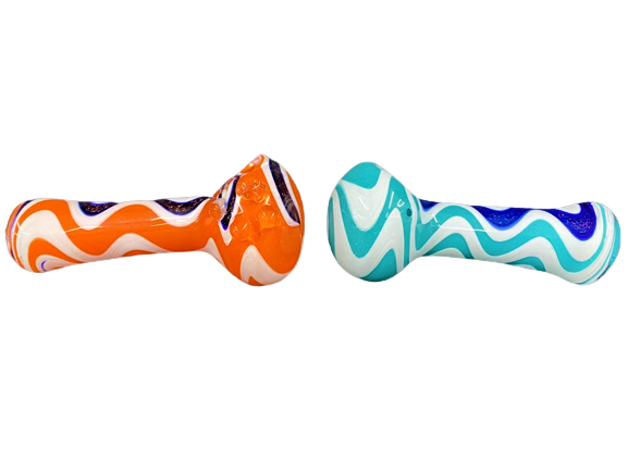 4" MIXED COLOR DICRO ZIG ZAG GLASS HAND PIPE (1pc)