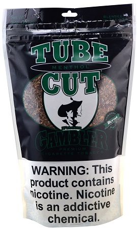 GAMBLER TUBE CUT CIGARETTE TOBACCO 8oz BAG (1pc) (MENTHOL (GREEN))