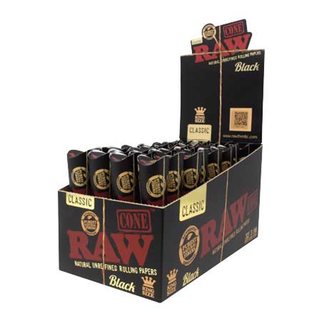 RAW CLASSIC BLACK CONES KING SIZE 3pk (32pcs)