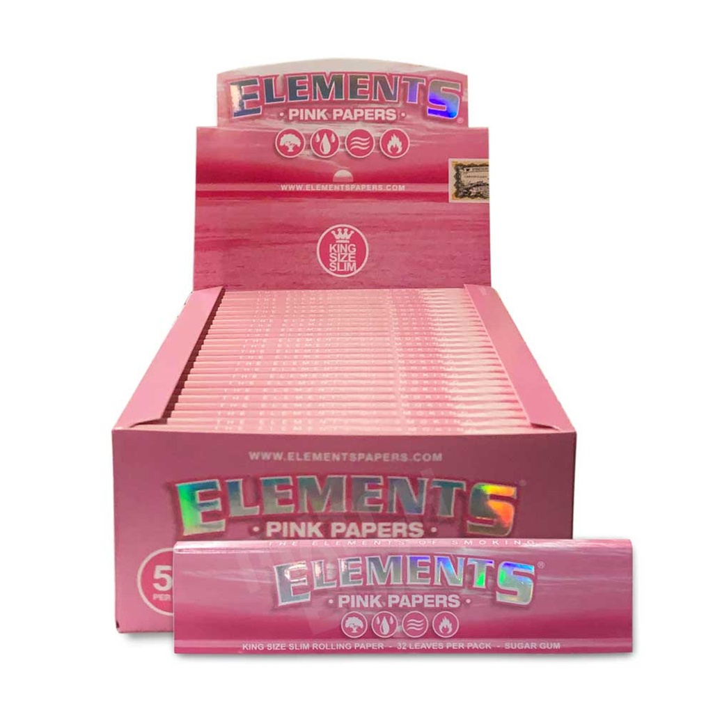 ELEMENTS PINK PAPERS KING SIZE SLIM 32pk (50pcs)