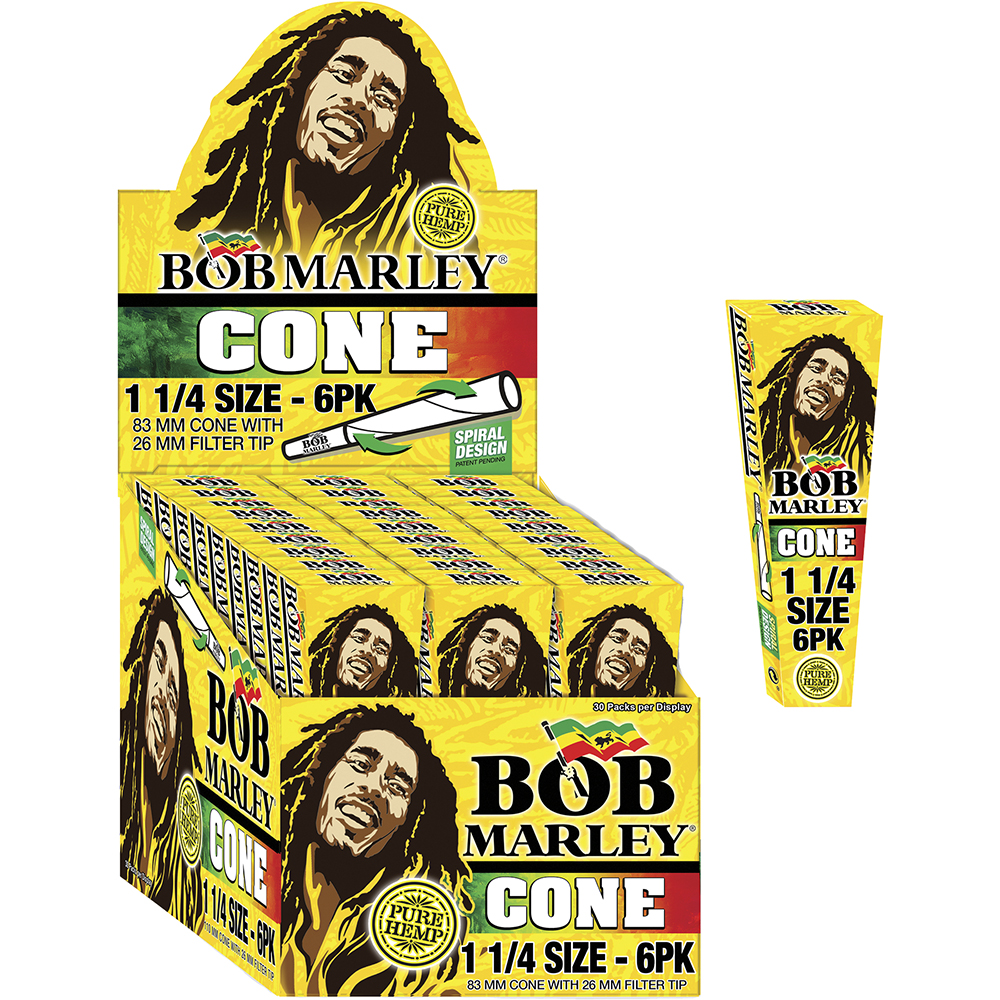 BOB MARLEY HEMP CONES 1 1/4 6pk (33pcs)