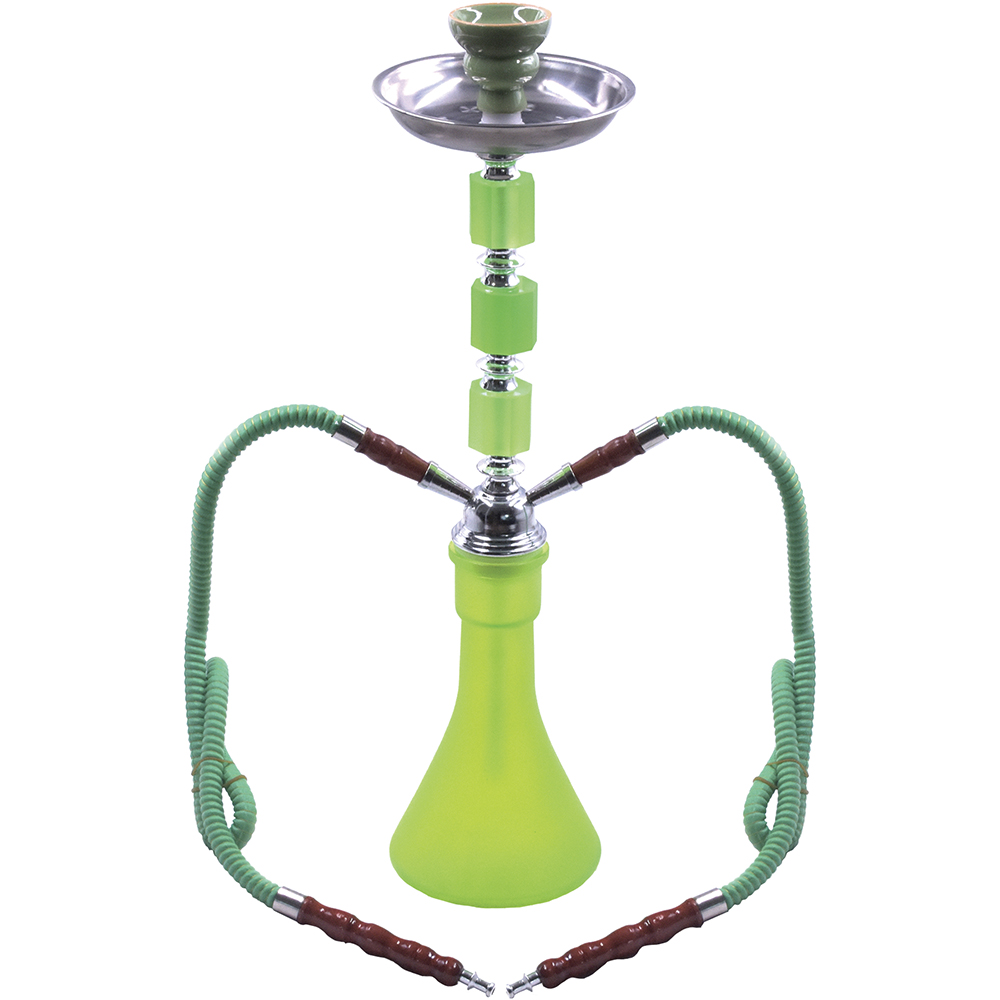 19&quot; FROSTED DOUBLE HOSE HOOKAH GREEN (HK134G) (1pc)