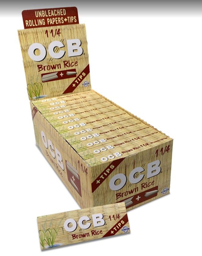 OCB BROWN RICE 1 1/4 PAPERS + TIPS 50pK (24pcs)