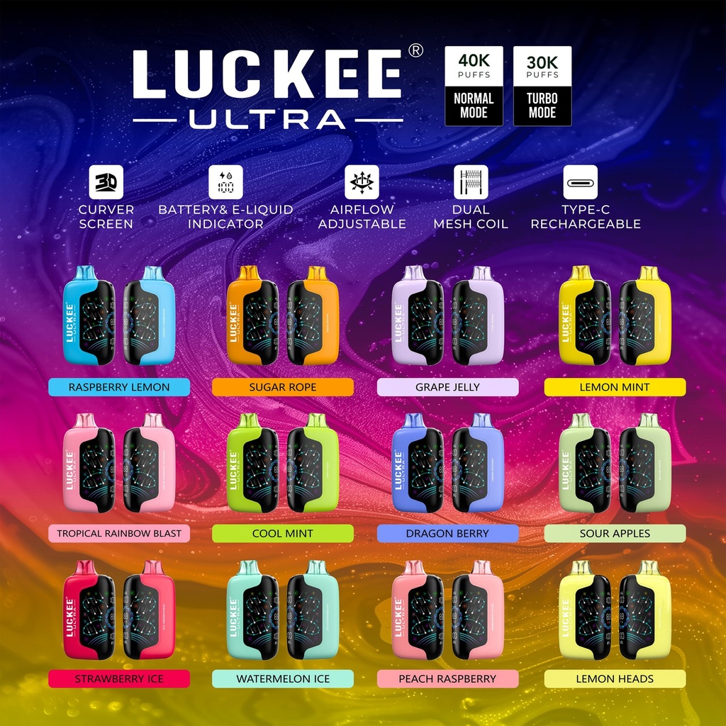 LUCKEE ULTRA 40K PUFFS DISPOSABLE (5pcs) (STRAWBERRY ICE)