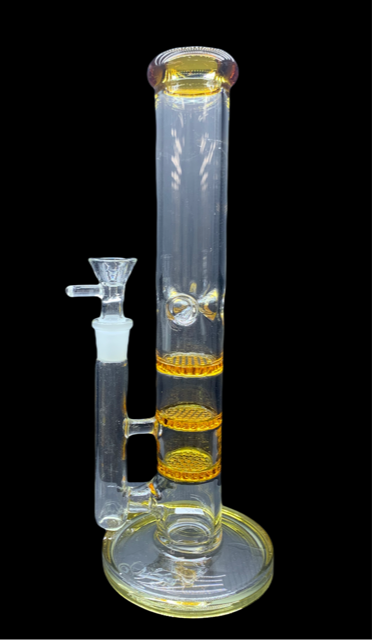11" TRIPLE HONEYCOMB WATER PIPE (1pc) (MSRP: $59.99) (Amber)