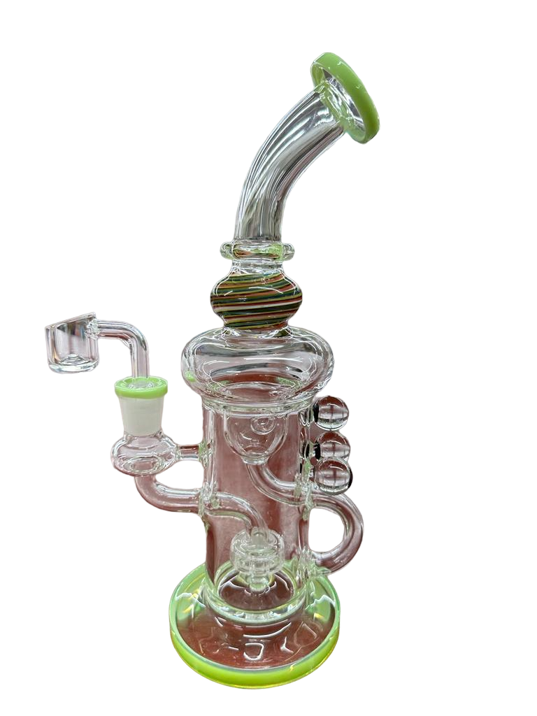 MULTI-COLOR 11" RECYCLER BENT NECK WATER PIPE (1pc)