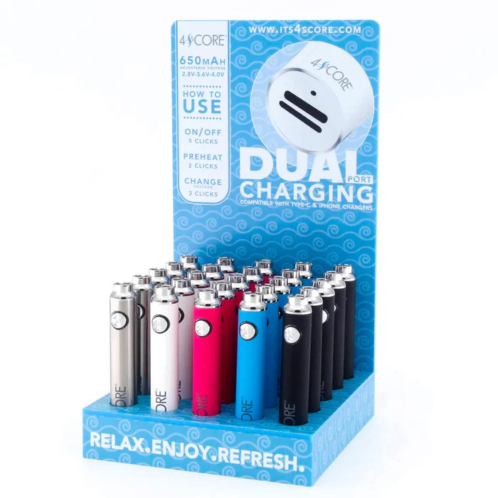 4Score Dual Charging Port 5/10 Thread battery with 25pcs Display (1pc)
