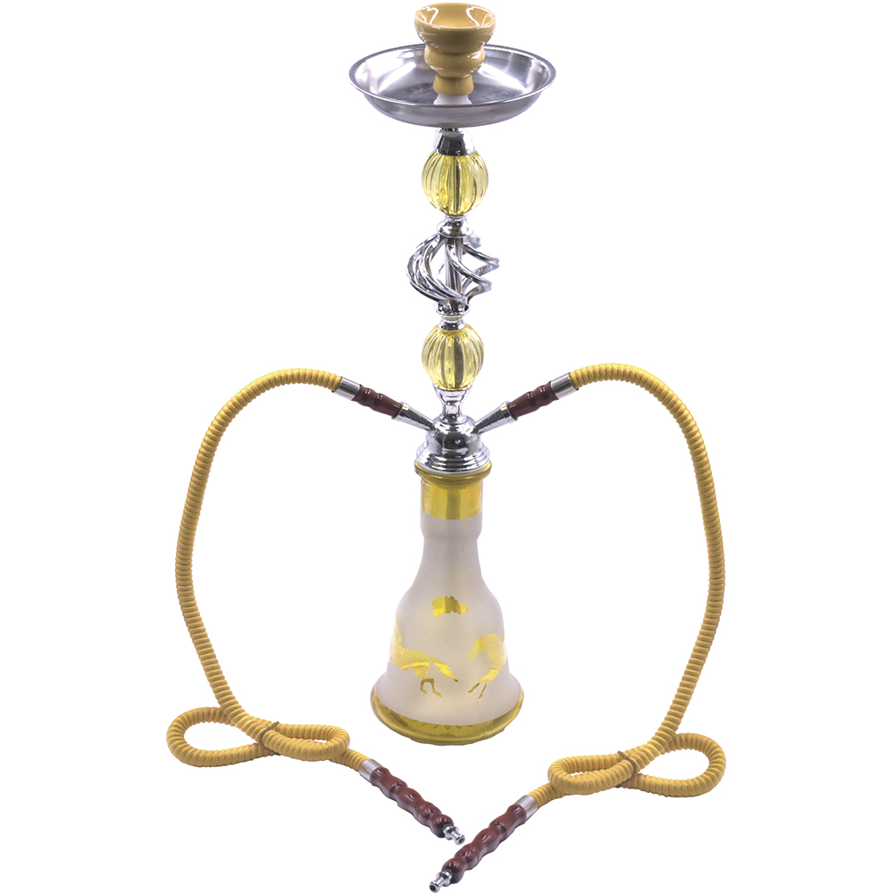 19" PATTERN DOUBLE HOSE HOOKAH (HK133) (1pc) (Yellow)