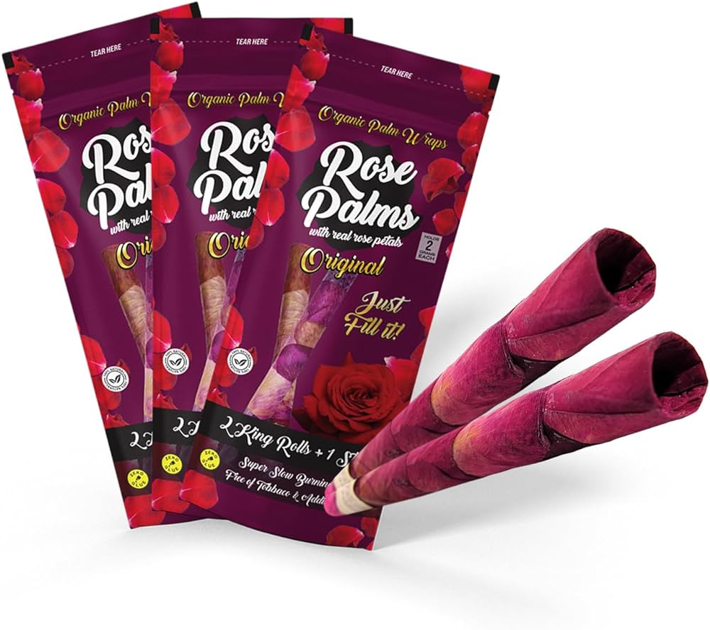 Rose Palms King Size Organic Pre-Rolled Rolls (Pack of 2) 20pcs Display (MSRP $6.00 Ea)