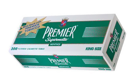 PREMIER TUBES KING SIZE MENTHOL 200ct- SLEEVE (5pcs)