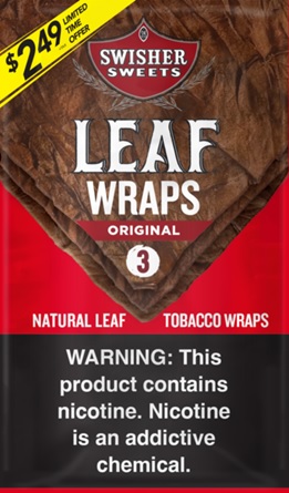 SWISHER LEAF WRAPS 3pk/$2.49 (10pcs)
