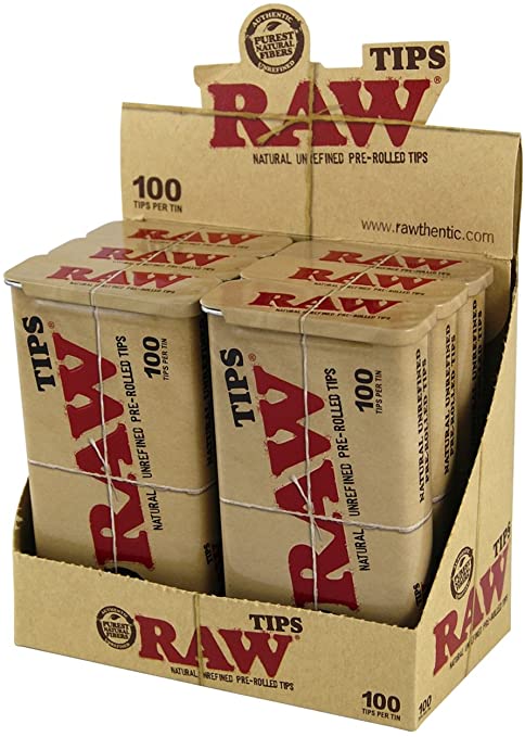 RAW TIPS PRE-ROLLED TIN 100pk (6pcs) (CLASSIC)
