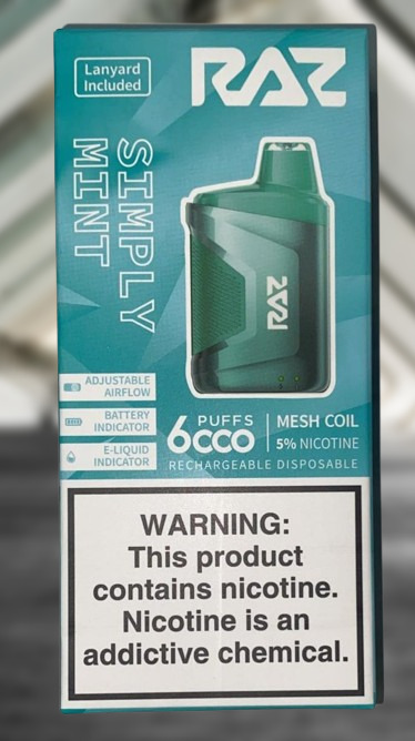 RAZ 6000 PUFF RECHARGEABLE DISPOSABLE (10pcs) (SIMPLY MINT)