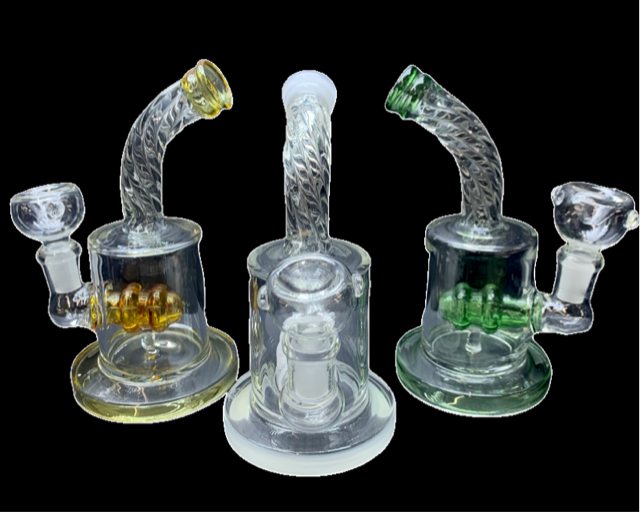 Single Perc Twisted Bent Neck 6&quot; Water Pipe (1pc)