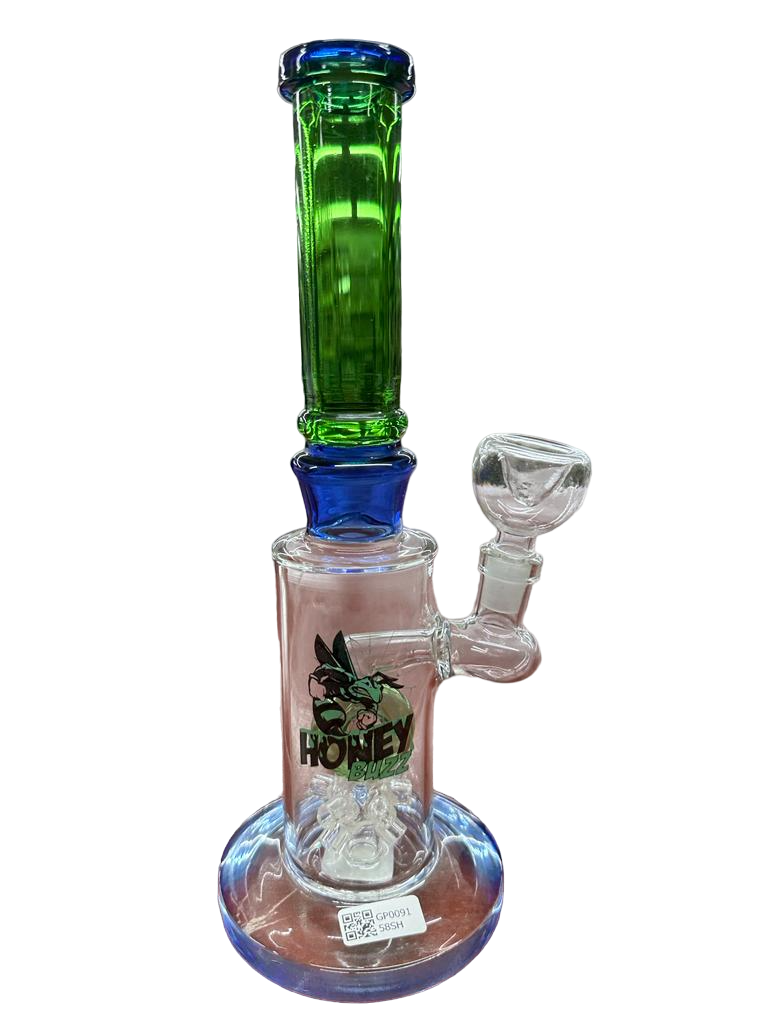 HONEY BUZZ 10&quot; DONUT SPRINKLER PERC STRAIGHT WATER PIPE (1pc)