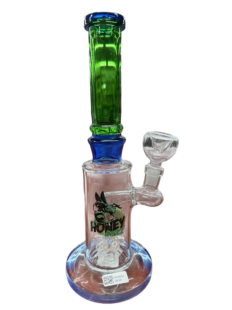 HONEY BUZZ 10" DONUT SPRINKLER PERC STRAIGHT WATER PIPE (1pc)