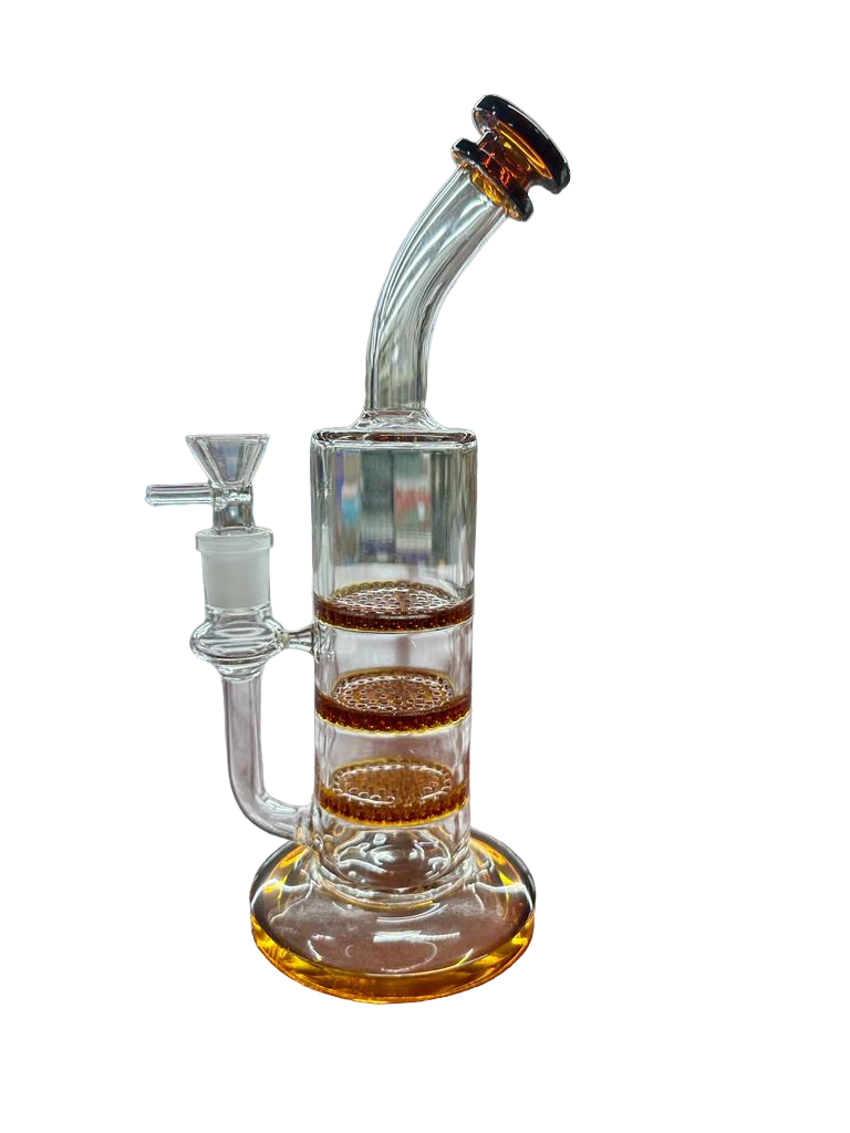 Triple Honeycomb Bent Neck 11&quot; Water Pipe (1pc)