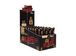 RAW CLASSIC BLACK CONES 1 1/4 6pk (32pcs)