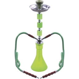 19" FROSTED DOUBLE HOSE HOOKAH GREEN (HK134G) (1pc)