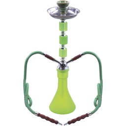 19&quot; FROSTED DOUBLE HOSE HOOKAH GREEN (HK134G) (1pc)